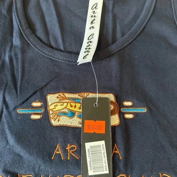 Aruba Boys Navy Blue Embroidered Tank Top “One Happy Island” Size Small Fits 5/6 - Picture 3 of 3